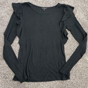 Black Lucky Brand Ruffle Shoulder Sweater